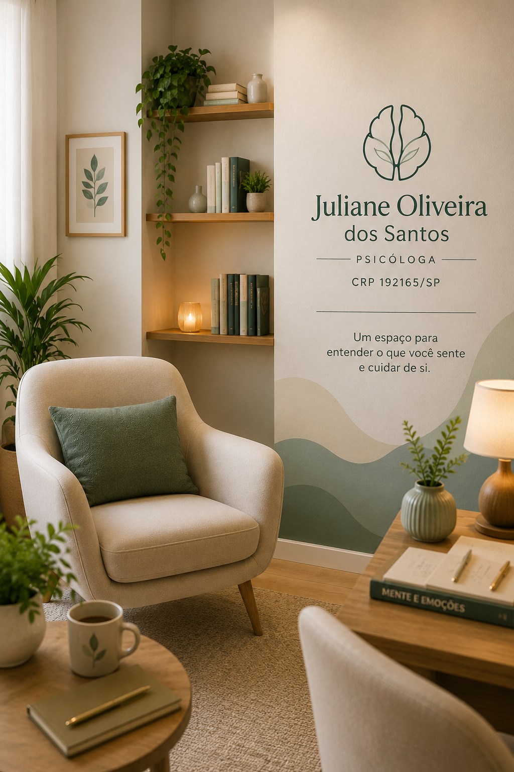 Ambiente acolhedor para atendimento psicológico on-line